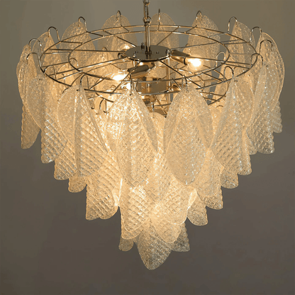 Elegant Glass Teardrop Chandelier with Adjustable Height & LED Compati