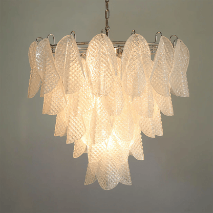 Elegant Glass Teardrop Chandelier with Adjustable Height & LED Compati