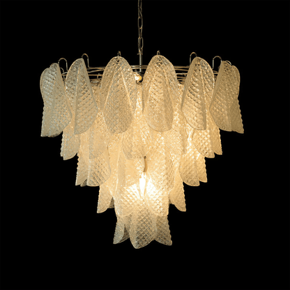 Elegant Glass Teardrop Chandelier with Adjustable Height & LED Compati