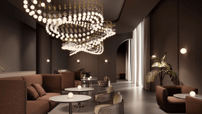 Customizable Pearl Curtain Chandelier with Dimmable Lighting Options