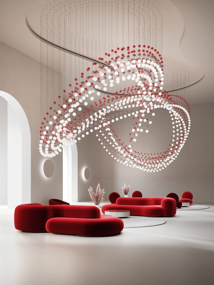 Customizable Pearl Curtain Chandelier with Dimmable Lighting Options