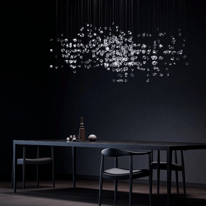 Customizable Raw Crystal Chandelier with Adjustable Height & Dimmable