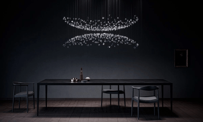 Customizable Raw Crystal Chandelier with Adjustable Height & Dimmable