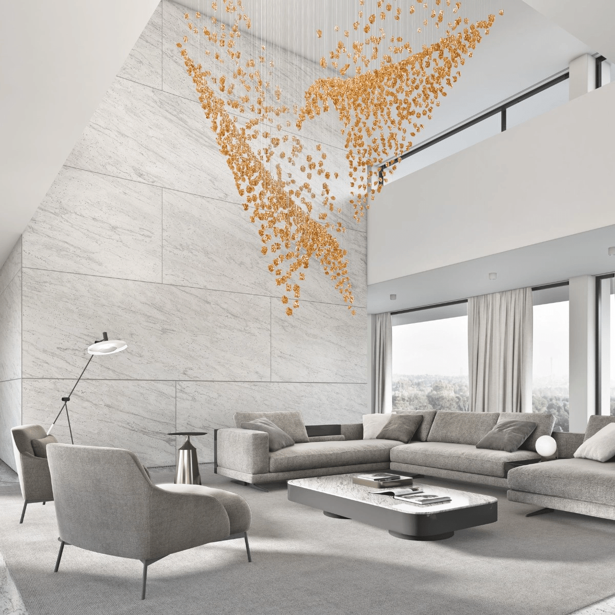 Customizable Raw Crystal Chandelier with Adjustable Height & Dimmable