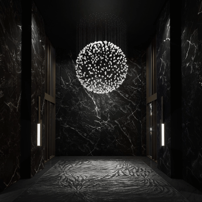 Customizable Raw Crystal Chandelier with Adjustable Height & Dimmable