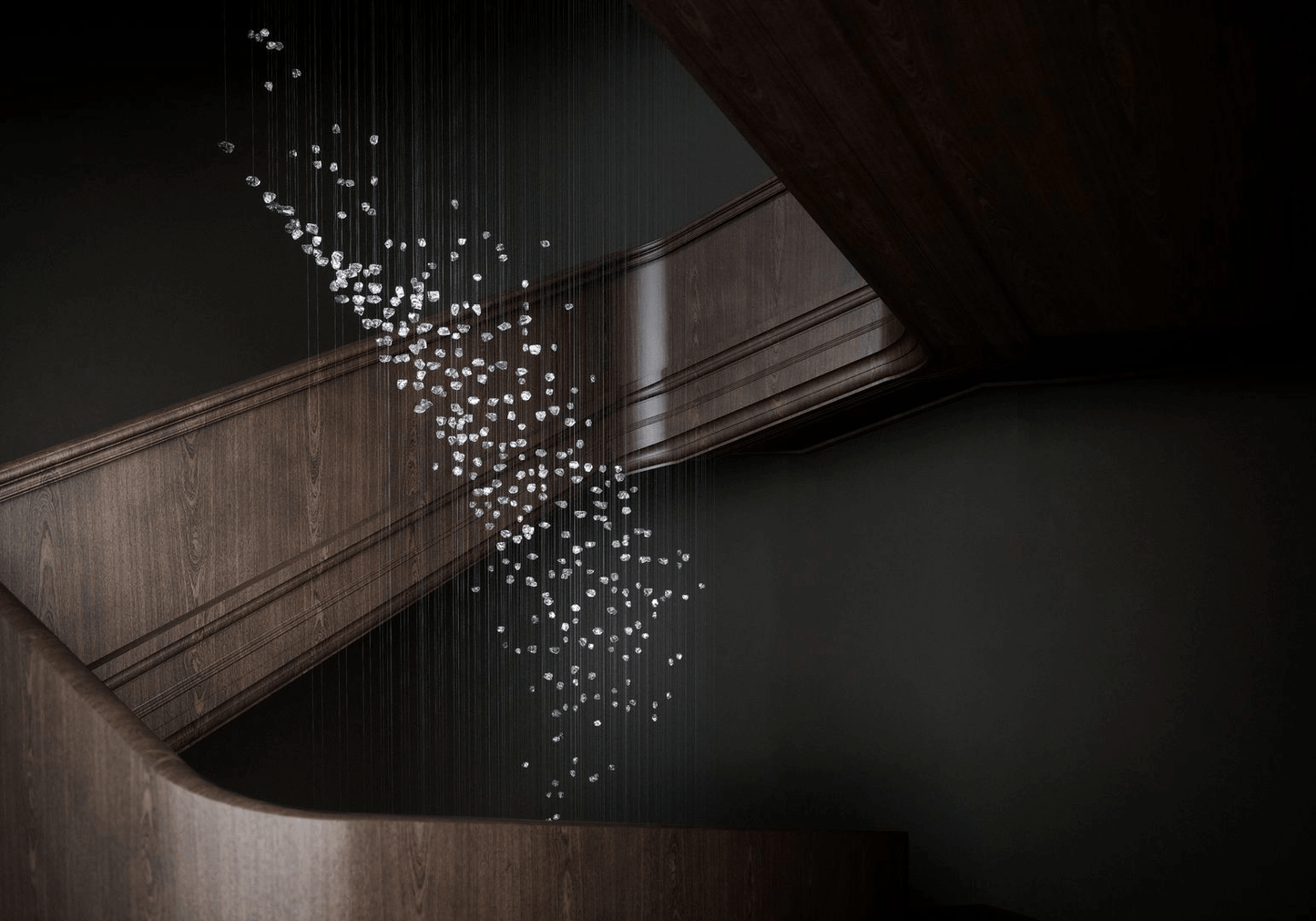 Customizable Raw Crystal Chandelier with Adjustable Height & Dimmable