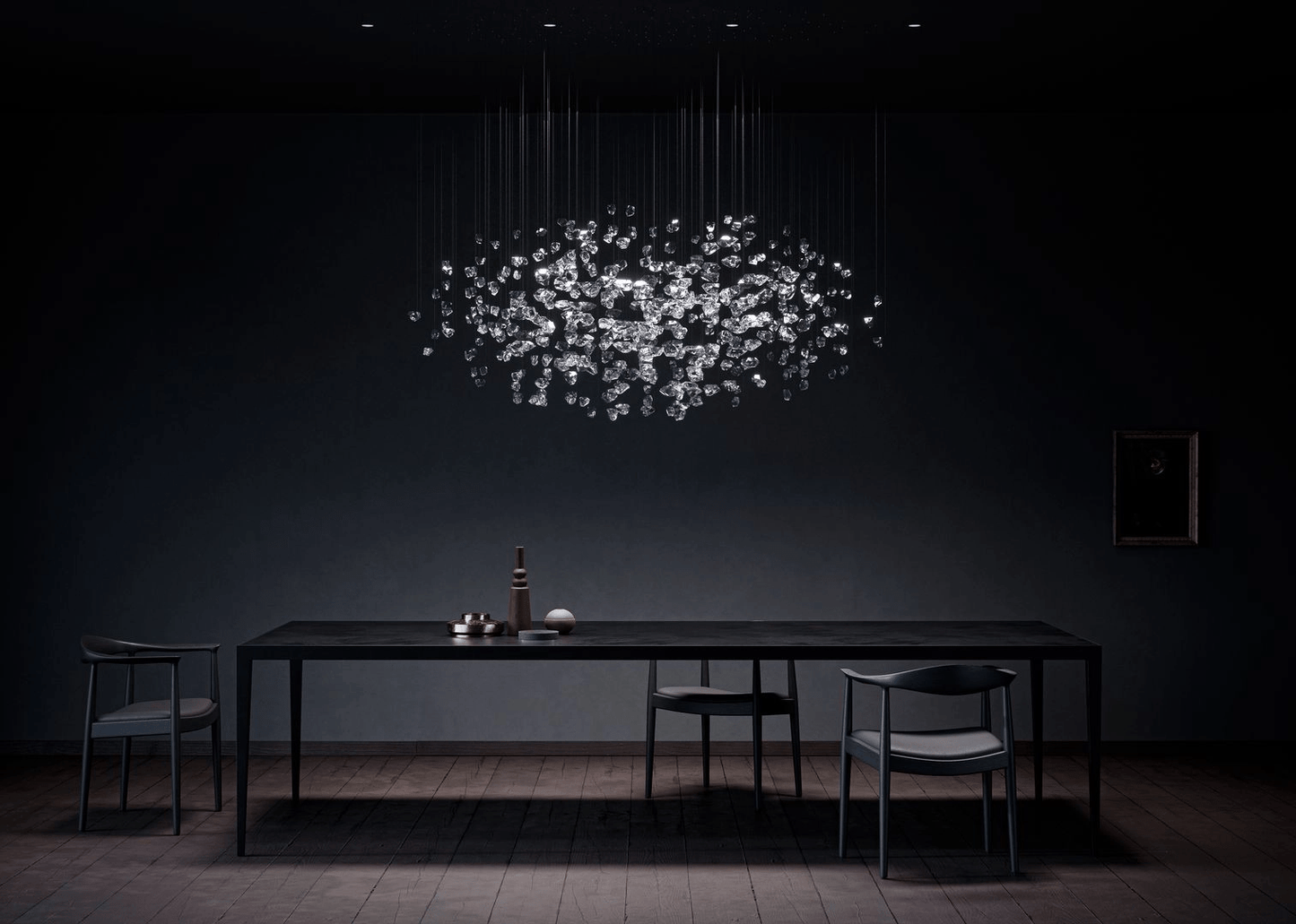 Customizable Raw Crystal Chandelier with Adjustable Height & Dimmable