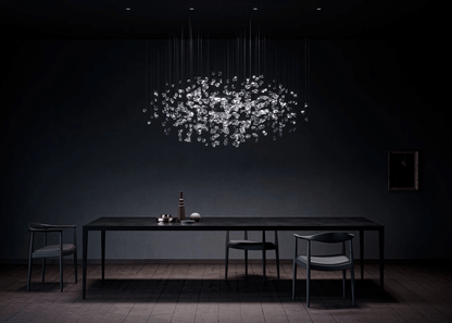 Customizable Raw Crystal Chandelier with Adjustable Height & Dimmable