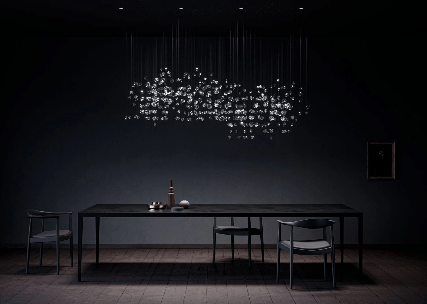 Customizable Raw Crystal Chandelier with Adjustable Height & Dimmable