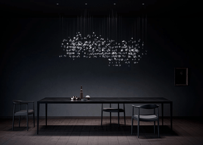 Customizable Raw Crystal Chandelier with Adjustable Height & Dimmable