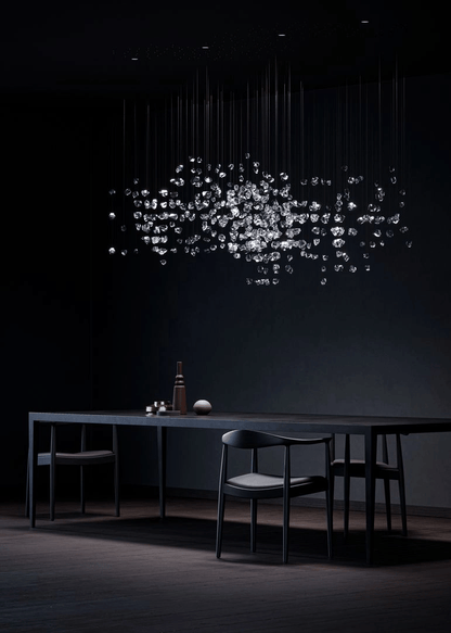 Customizable Raw Crystal Chandelier with Adjustable Height & Dimmable