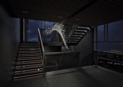 Customizable Raw Crystal Chandelier with Adjustable Height & Dimmable