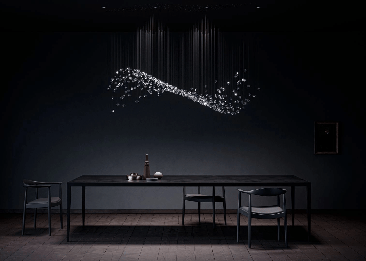 Customizable Raw Crystal Chandelier with Adjustable Height & Dimmable