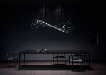 Customizable Raw Crystal Chandelier with Adjustable Height & Dimmable