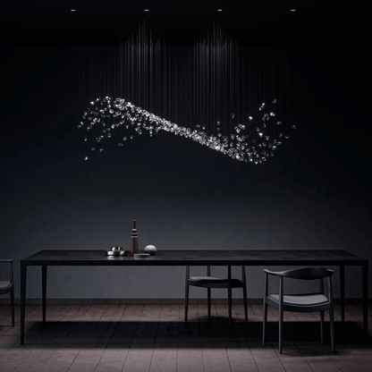 Customizable Raw Crystal Chandelier with Adjustable Height & Dimmable
