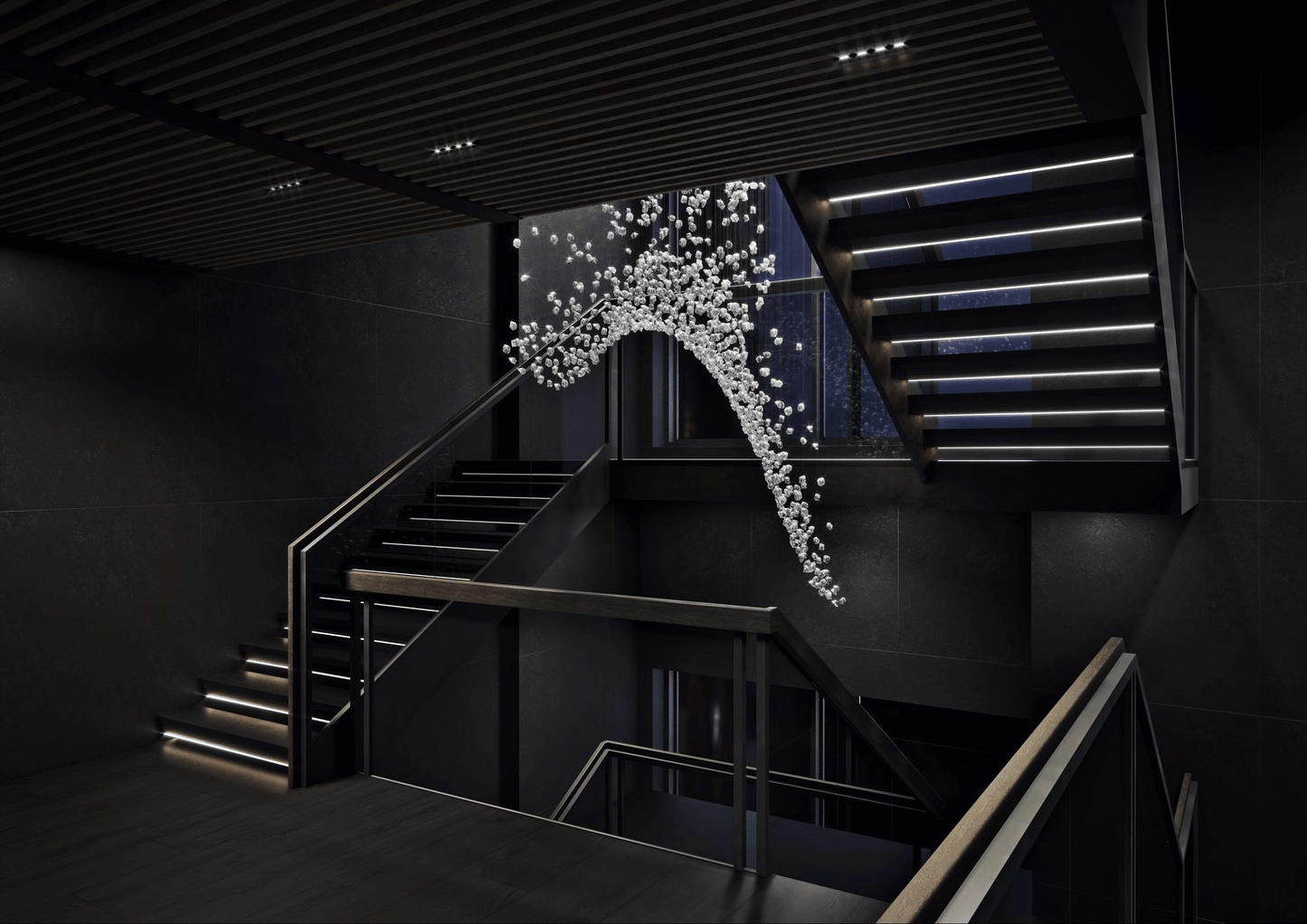 Customizable Raw Crystal Chandelier with Adjustable Height & Dimmable