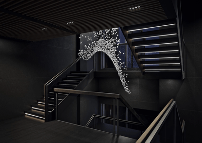 Customizable Raw Crystal Chandelier with Adjustable Height & Dimmable