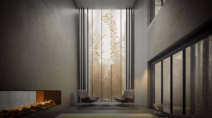 Customizable Raw Crystal Chandelier with Adjustable Height & Dimmable