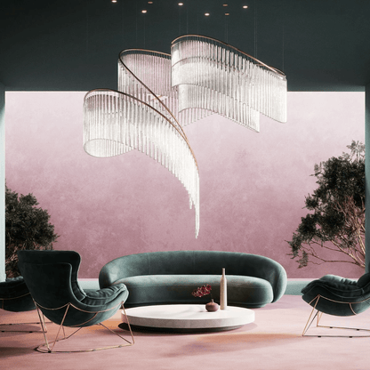 Rivella Cascade Fringe Chandelier - Elegant Design with Adjustable Hei