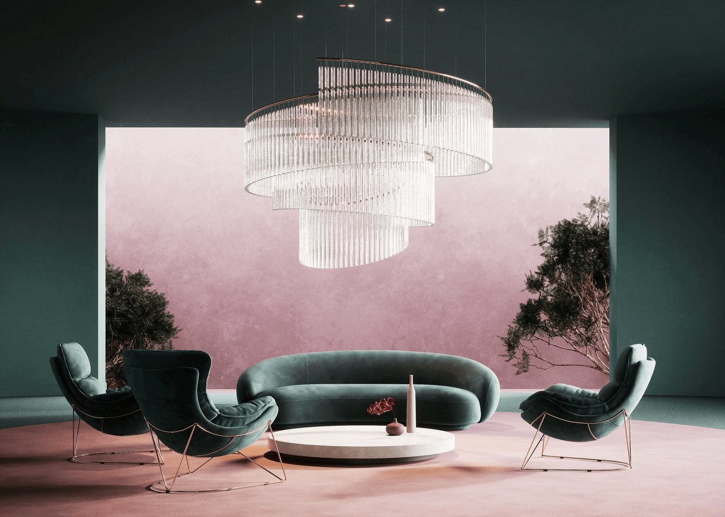 Rivella Cascade Fringe Chandelier - Elegant Design with Adjustable Hei