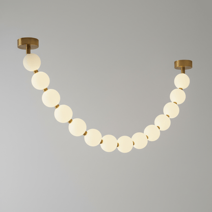 Elegant Pearl Glass Chandelier with Adjustable Height & Soft Lighting