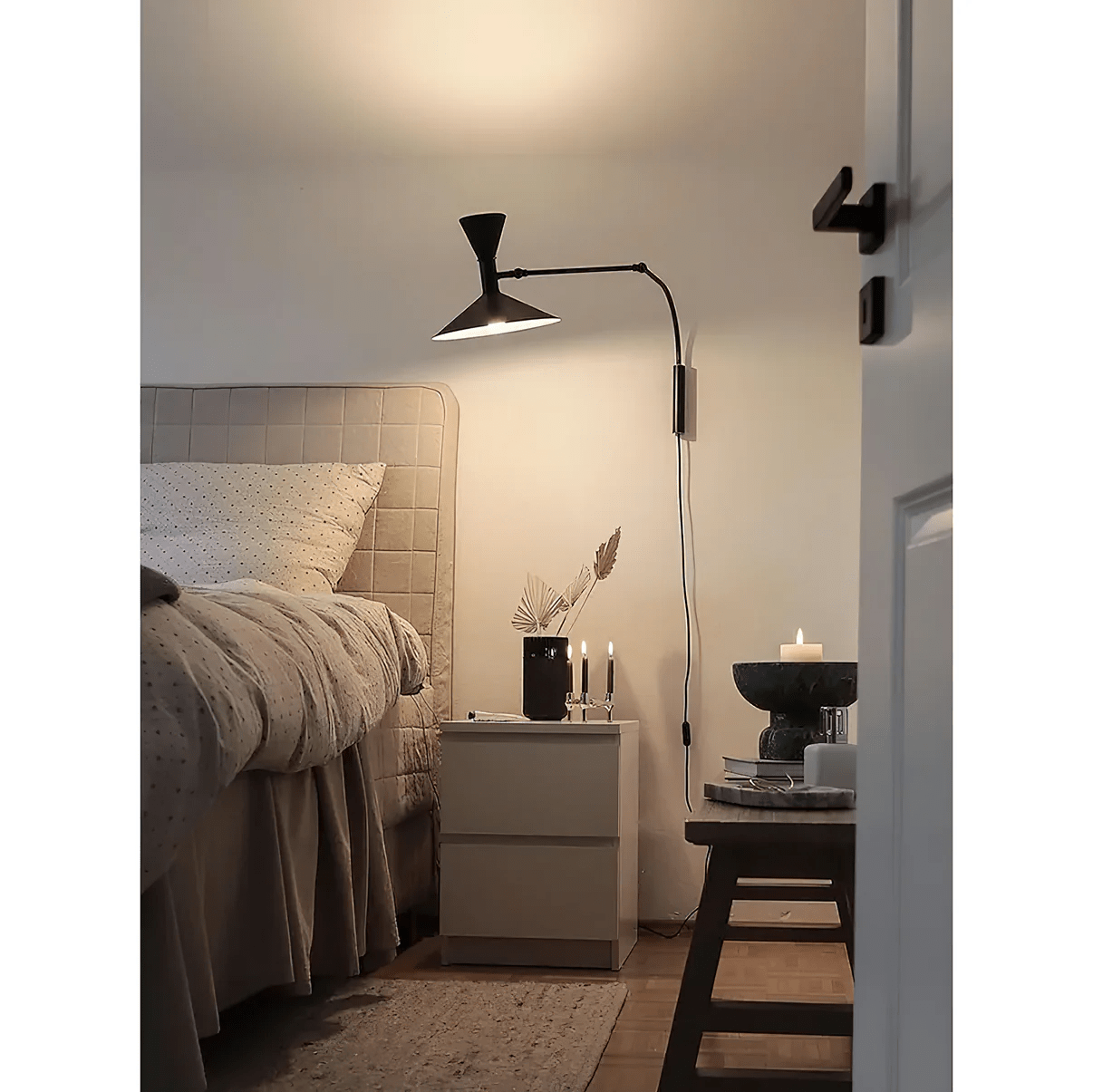 Marseille Plug-in Wall Light with Adjustable Brightness & Sleek Design