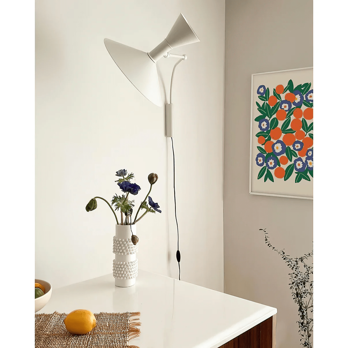 Marseille Plug-in Wall Light with Adjustable Brightness & Sleek Design