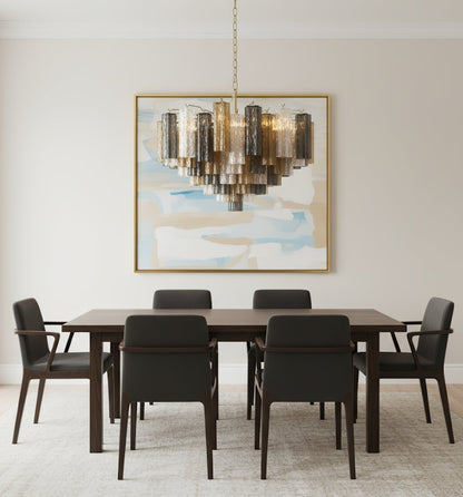 Elegant Virella Glass Chandelier - Crystal Accents & Adjustable Height