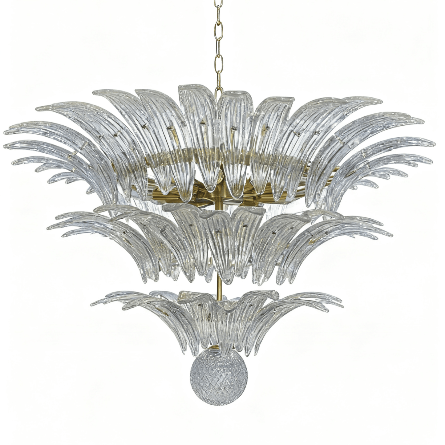 Elegant Palm Grove Glass Chandelier with Adjustable Height & LED Compa