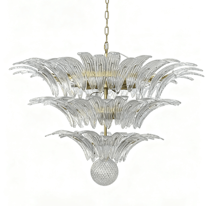 Elegant Palm Grove Glass Chandelier with Adjustable Height & LED Compa