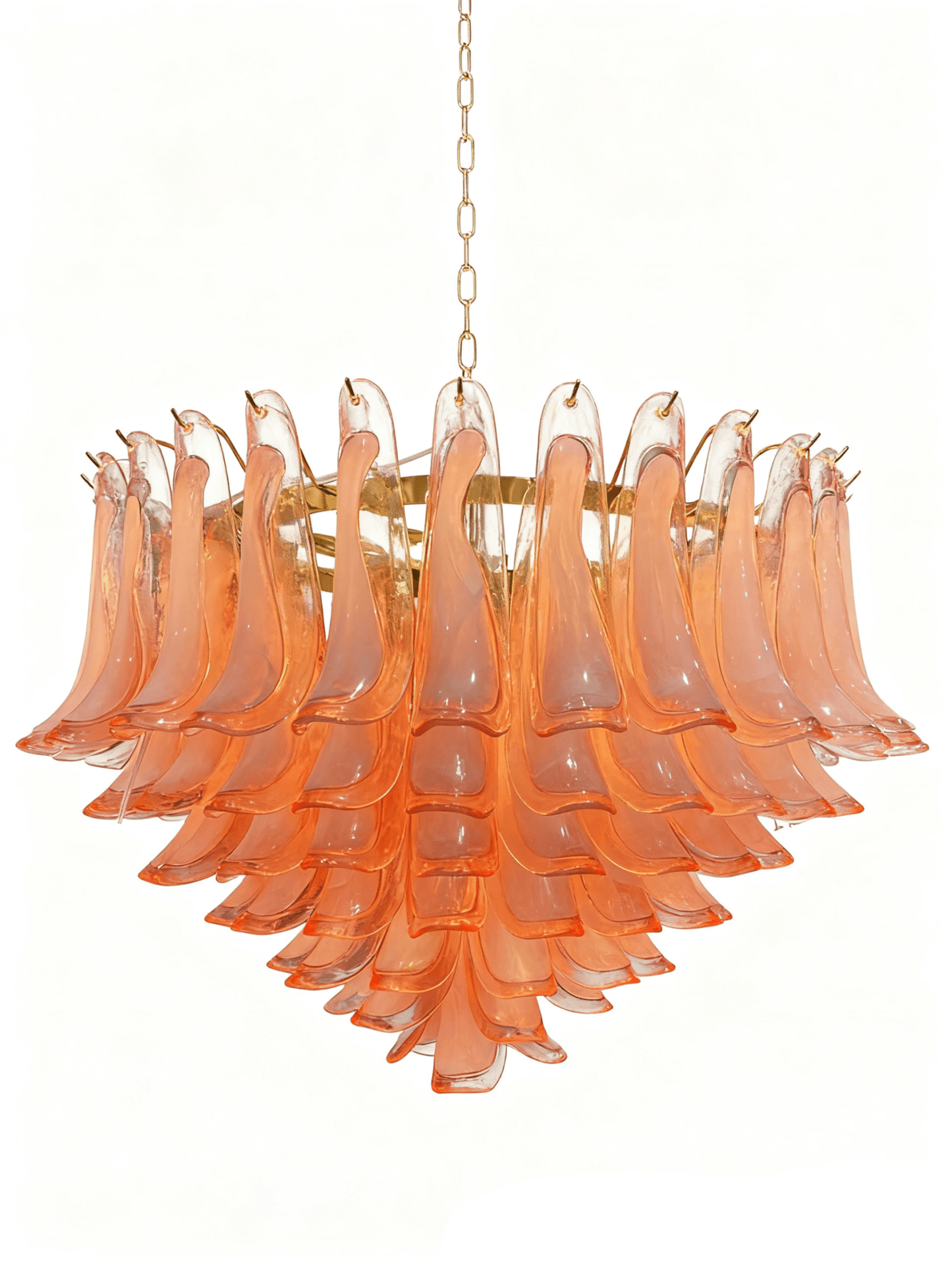 Elegant Blush Pink Glass Chandelier with Adjustable Height & LED Compa