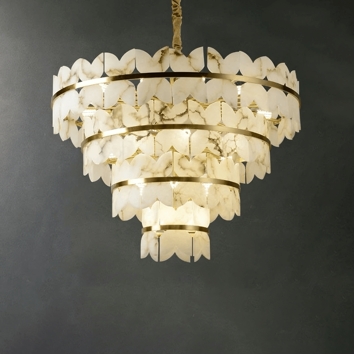 Alabaster Cloudscape Chandelier - Elegant Design with Adjustable Heigh