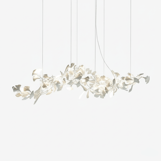 Elegant Porcelain Ginkgo Chandelier - Handcrafted, Energy Efficient Li