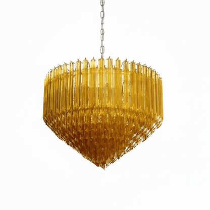 Prism Amber Glass Chandelier - Elegant Design with Adjustable Height