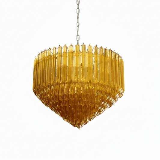 Prism Amber Glass Chandelier - Elegant Design with Adjustable Height