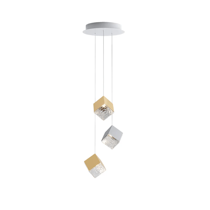 Cubic Luster Cascade Chandelier – Elegant Design with Adjustable Heigh