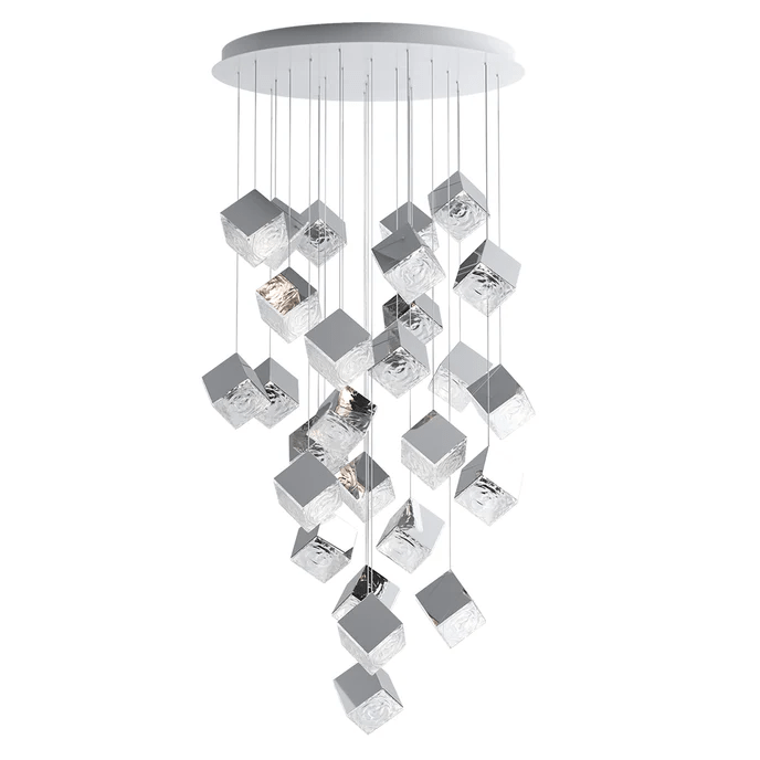 Cubic Luster Cascade Chandelier – Elegant Design with Adjustable Heigh