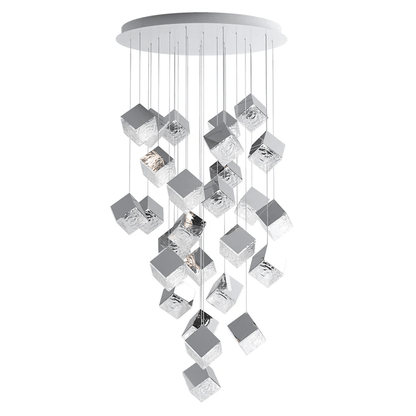 Cubic Luster Cascade Chandelier – Elegant Design with Adjustable Heigh