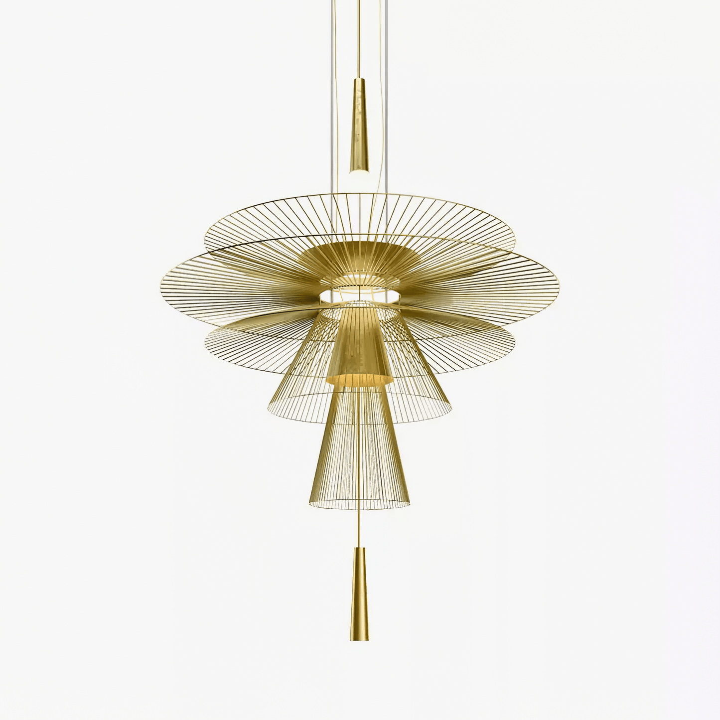 Elegant Golden Radiance Chandelier - Adjustable Height, Crystal Accent