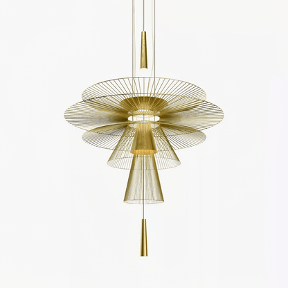 Elegant Golden Radiance Chandelier - Adjustable Height, Crystal Accent