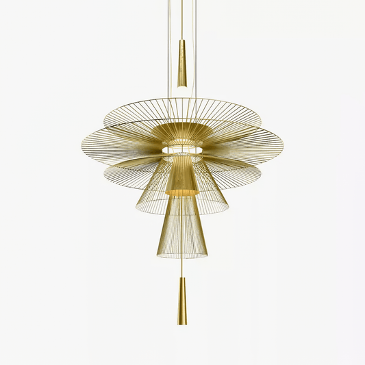 Elegant Golden Radiance Chandelier - Adjustable Height, Crystal Accent