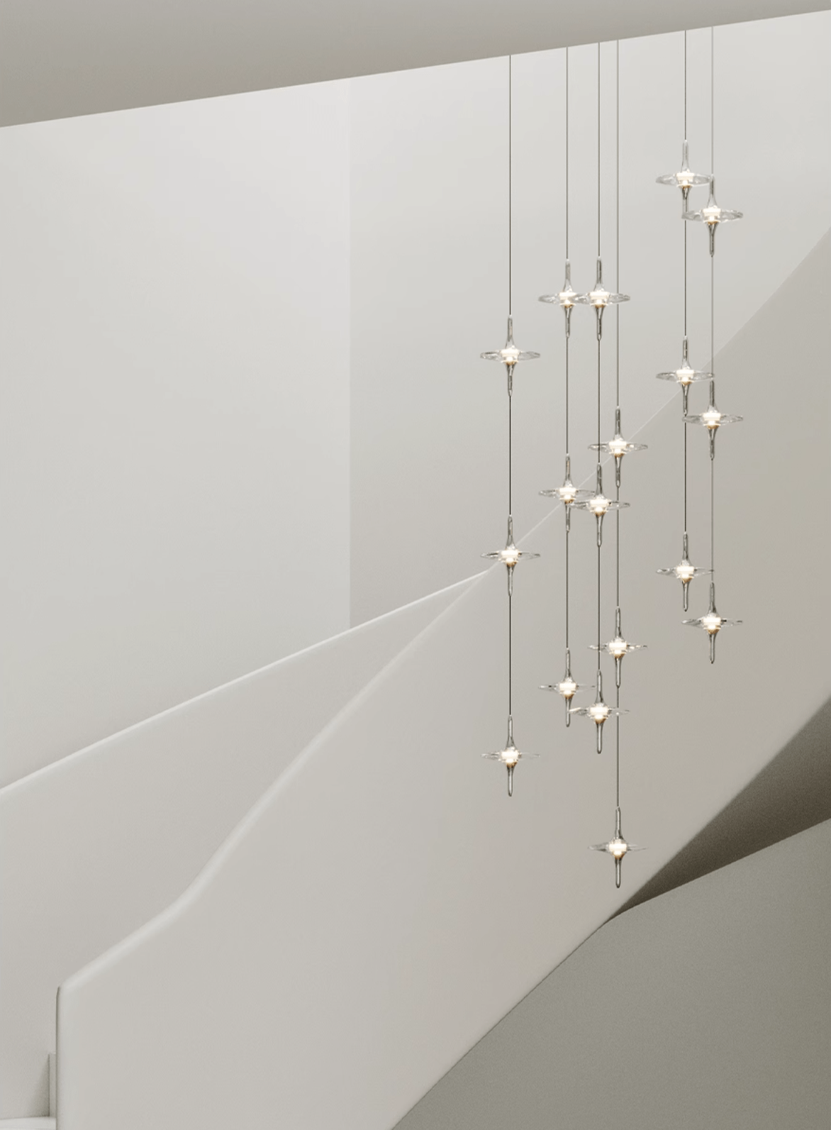 Starfall Staircase Chandelier - Elegant Design with Adjustable Height