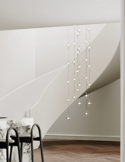 Starfall Staircase Chandelier - Elegant Design with Adjustable Height