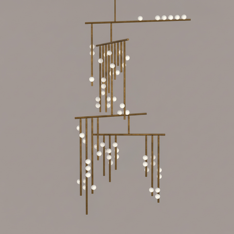 Elegant Brass Glass Drop Chandelier with Adjustable Height & LED Compa