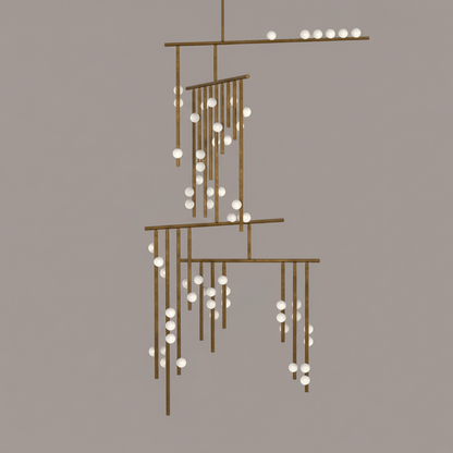 Elegant Brass Glass Drop Chandelier with Adjustable Height & LED Compa