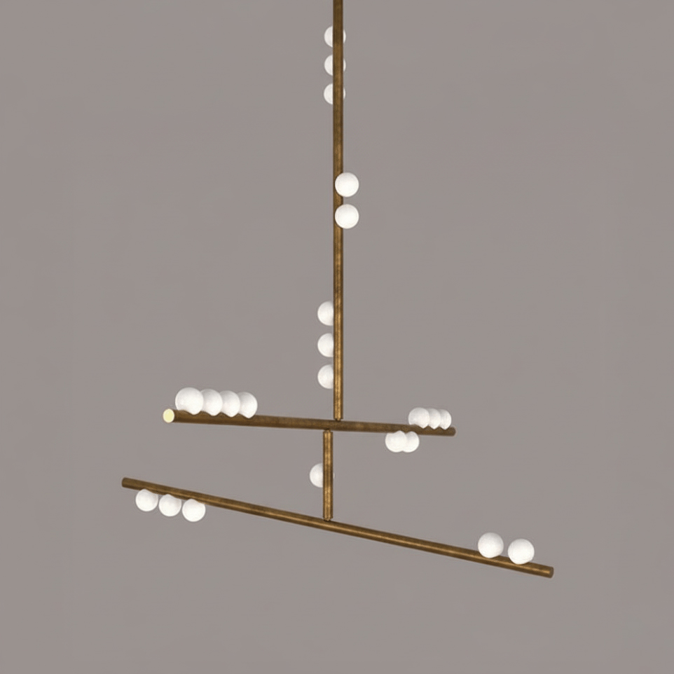 Elegant Brass Glass Drop Chandelier with Adjustable Height & LED Compa