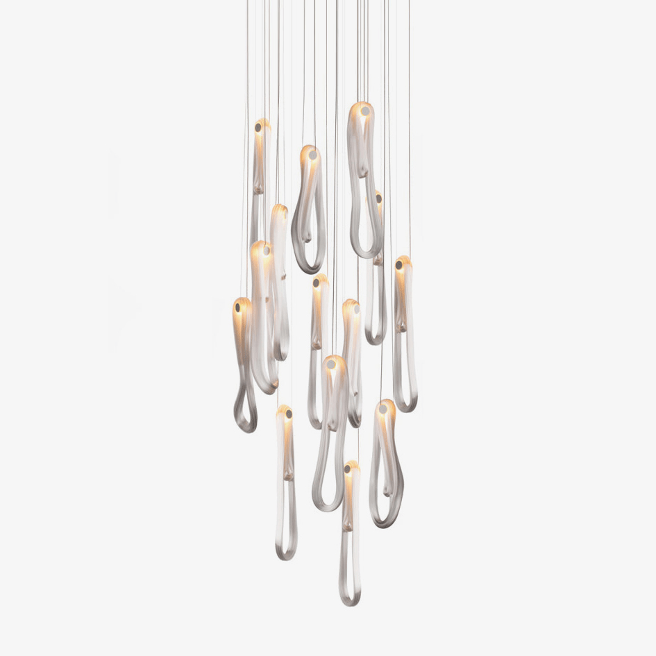 Elegant Pearlescent Filament Chandelier with Adjustable Brightness & E