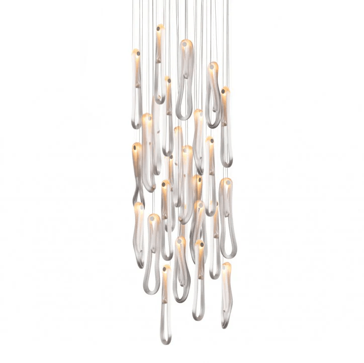 Elegant Pearlescent Filament Chandelier with Adjustable Brightness & E