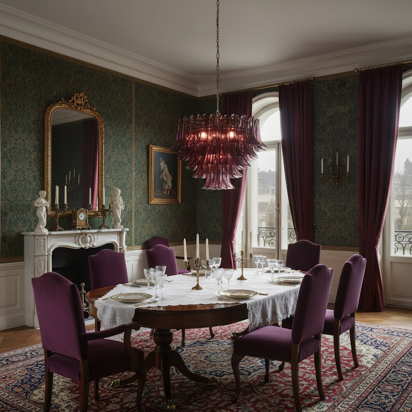 Amethyst Bloom Crystal Chandelier - Elegant Design & Adjustable Height