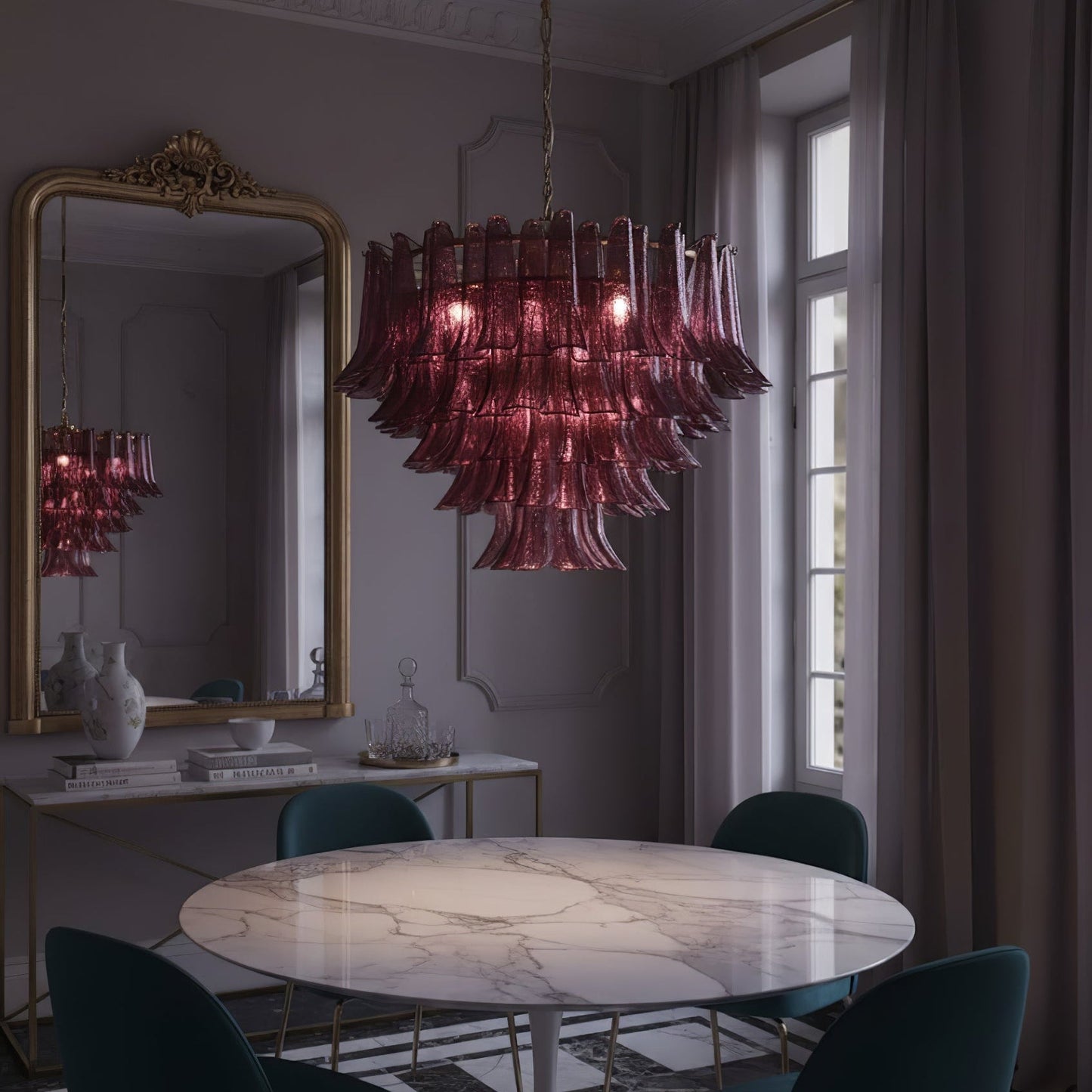 Amethyst Bloom Crystal Chandelier - Elegant Design & Adjustable Height